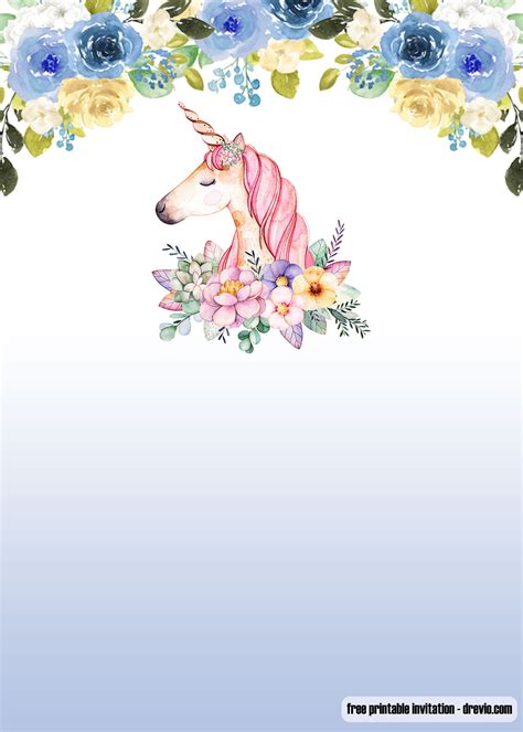 Free Printable Floral Unicorn Invitation Templates Drevio
