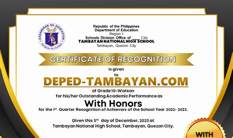 Design AWARD CERTIFICATES Editable And Free To Download DEPED TAMBAYAN