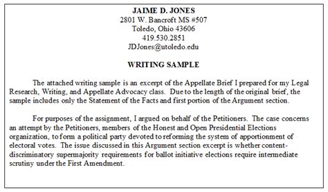 Kola olofin on june 08, 2009 8:45 am. Legal Writing Samples