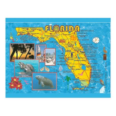 Florida State Map Postcard