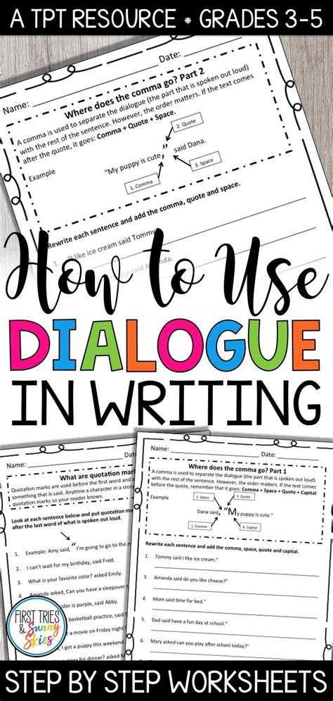 How To Use Dialogue In Writing Worksheet Packet Easy Step By Step