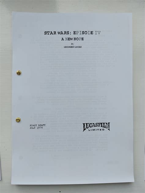Star Wars A New Hope Scriptscreenplay And Movie Poster And Etsy