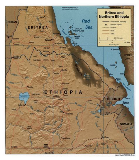 Large Detailed Political Map Of Eritrea And Northern Ethiopia With Relief Roads Railroads And