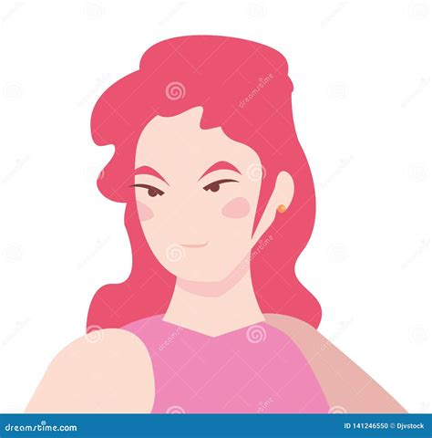 Woman With Pink Hair Portrait Stock Vector Illustration Of Girl