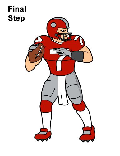 How To Draw A Football Player Quarterback Video And Step