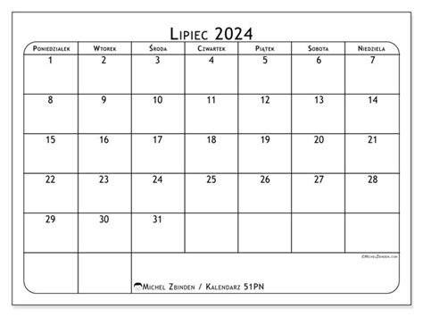 Kalendarze Lipiec 2024 Michel Zbinden Pl