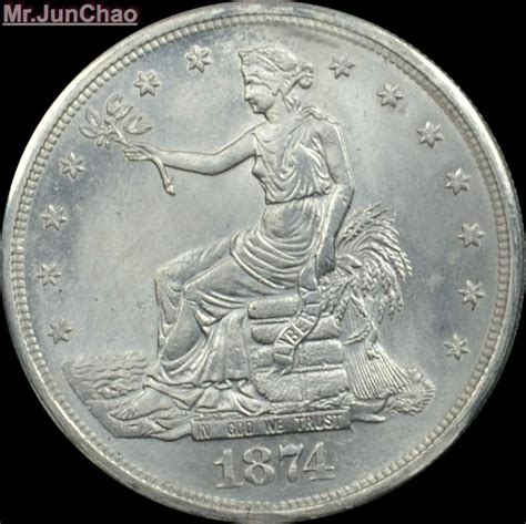 1874 United States Brass Silver Plated Trade Dollar Copy Coinshigh