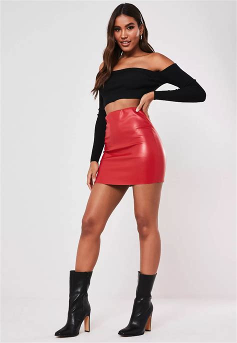 Red Faux Leather Mini Skirt Missguided Red Leather Skirt Mini