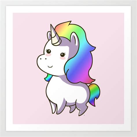 Super Cute Rainbow Unicorn Kawaii Art Print By Steelartstudios Society6