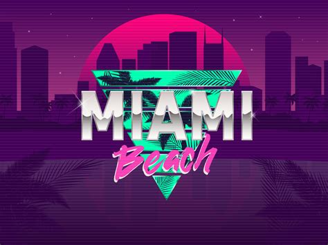 Miami Beach Retro 80s Logo Design By Denis Holovatiuk On Dribbble