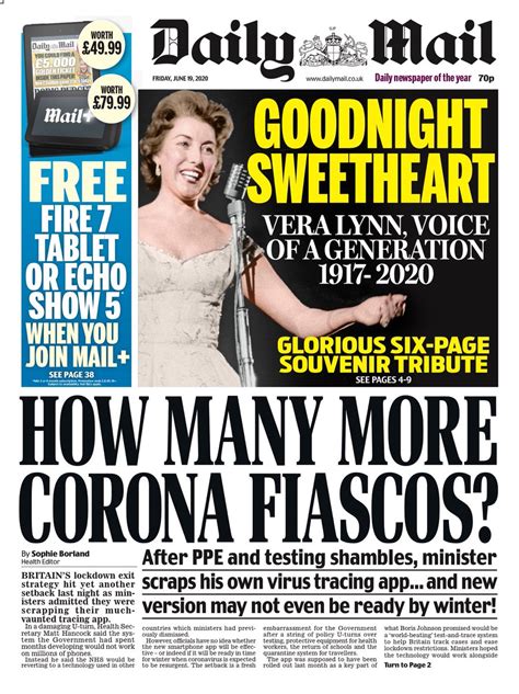 Crush speaking on bbc radio 4's today programme, may said she absolutely did not agree with the in march this year, 1,600 people complained to the uk press regulator about a mail front page. Daily Mail Front Page 19th of June 2020 - Tomorrow's ...