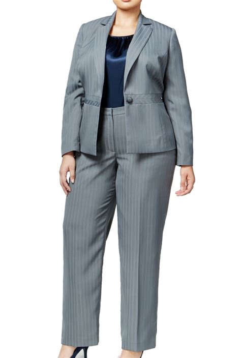 Le Suit New Gray Womens Size 18w Plus Single Button Pant Suit Set
