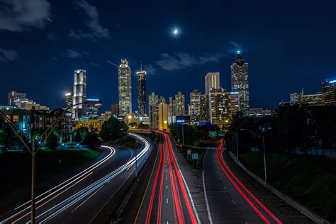 City Lights Road Moon Night Car Wallpapers Hd Desktop And Mobile