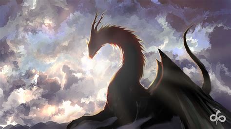 Download Wallpaper 1920x1080 Digital Art Clouds Dragon Fantasy Full