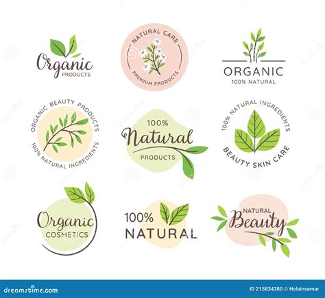 Natural And Organic Cosmetic Labels Stock Vector Illustration Of