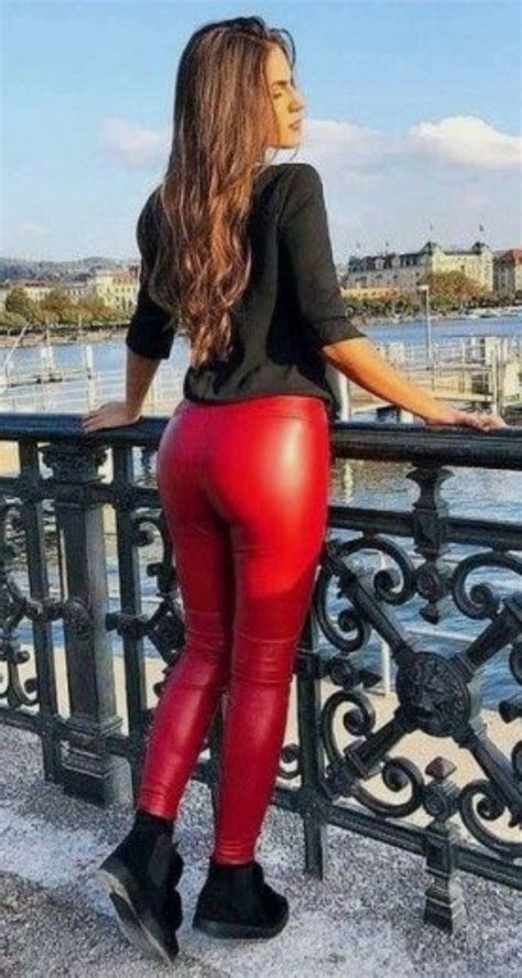 leather pants street style 👄 red leather pants leather pants women wet look leggings