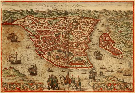 Map Of Constantinople Now Istanbul Edited By Georg Braun And Largely