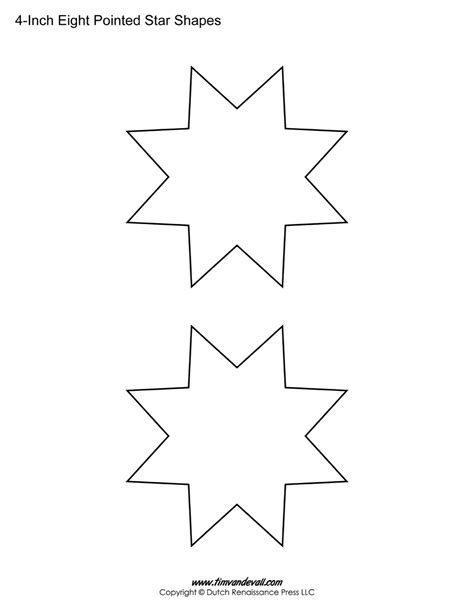 Free Eight Pointed Star Shapes Blank Printable Shapes For Kids