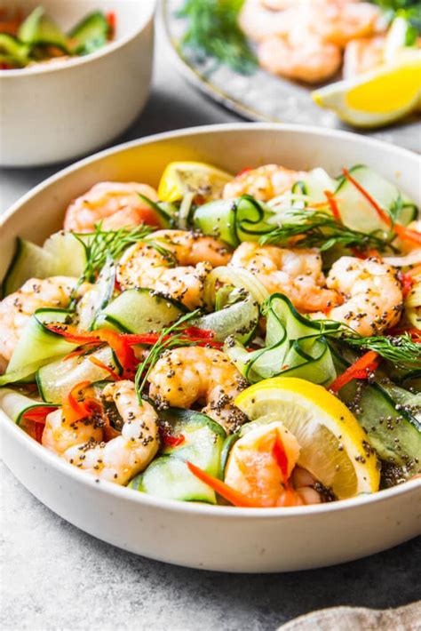 Cucumber And Shrimp Salad With Chia Vinaigrette Dressing Garden In The Kitchen