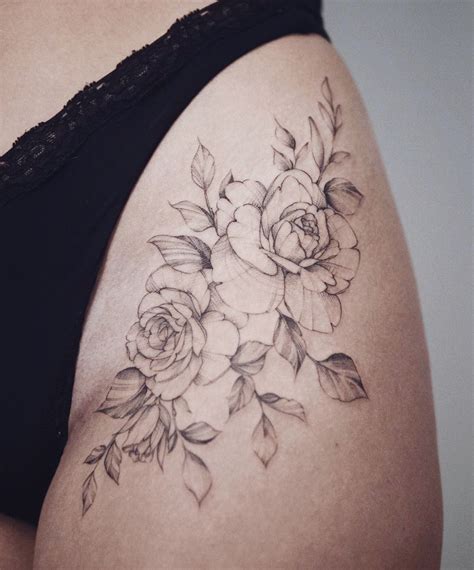 Sunflower And Rose Tattoo On Hip Leg Tattoos Women Hip Tattoos Women Hip Thigh Tattoos