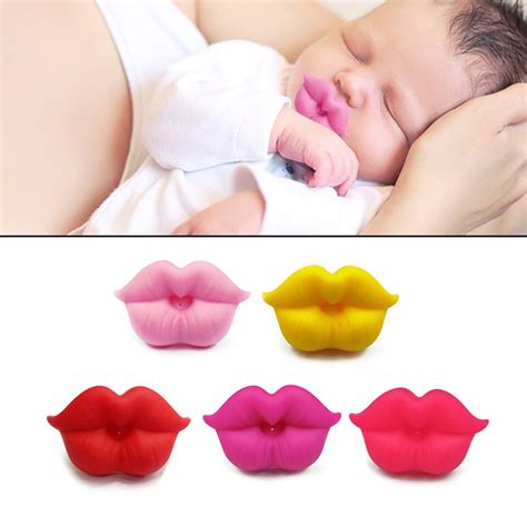 Baby Pacifier Clip Red Kiss Lips Dummy Pacifiers Funny Silicone Baby