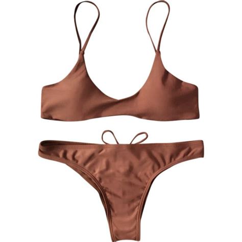 Spaghetti Straps Padded Bikini Set Dark Auburn 21 Liked On Polyvore