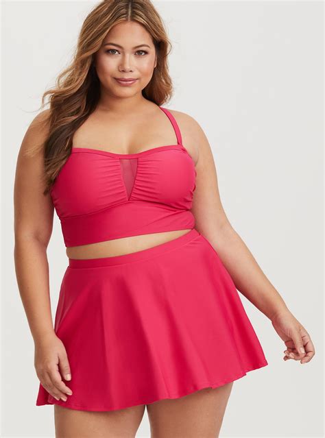 Pink Mesh Wireless Bikini Top Plus Size Swimwear Womens Plus Size