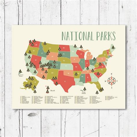 63 National Parks Map Printable Map Us National Parks Etsy National