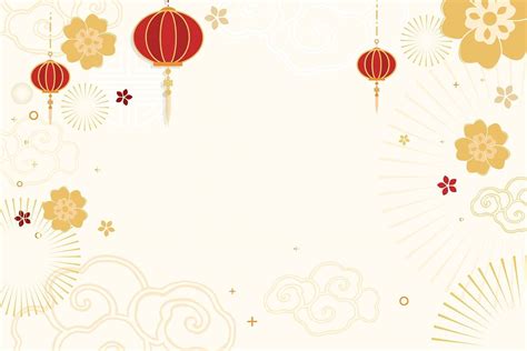 Chinese New Year Celebration Vector Festive Beige Greeting Background