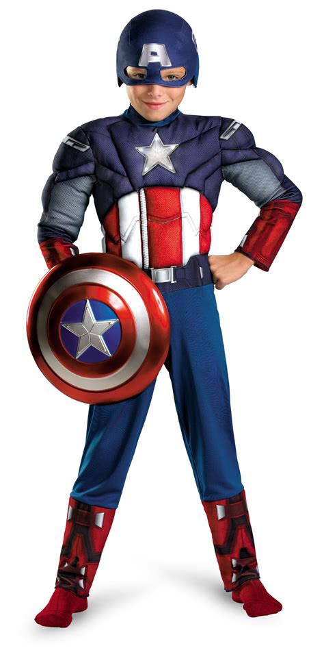 Boys Captain America Light Up Muscle Chest Avengers Kids Costume Mr