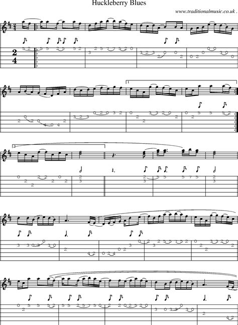 American Old Time Music Scores And Tabs For Guitar Huckleberry Blues