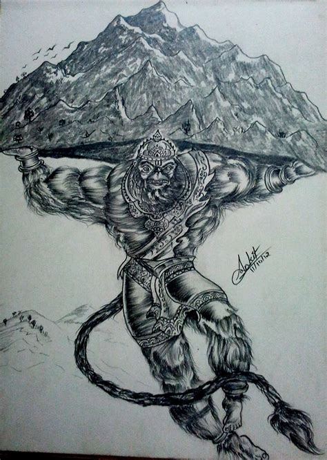 Hanuman With The Medicine Mountain Ankits Sketch Revolution In Art