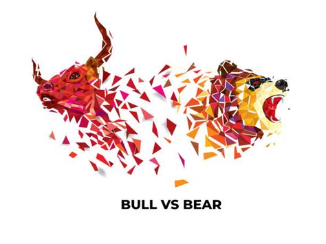 Bull Vs Bear Fighting Symbol Of Stock Market Trend Illustrations