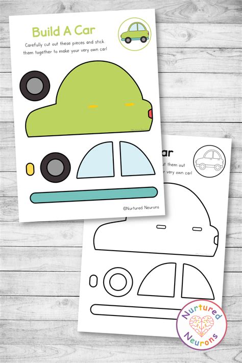 Build A Car Craft Cut And Paste Activity For Kids Nurtured Neurons