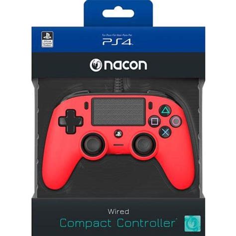 Controle Nacon Wired Compact Controller Red Com Fio Vermelho Ps4 E