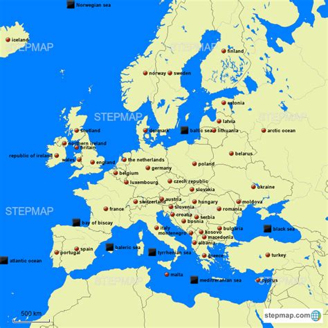 StepMap Map of European Countries Landkarte für Germany