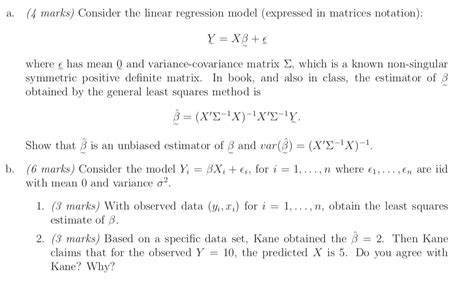 solved a 4 marks consider the linear regression model