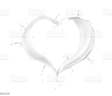 Milk Yougurt Or Cream Heart Splash With Drops Stock Illustration