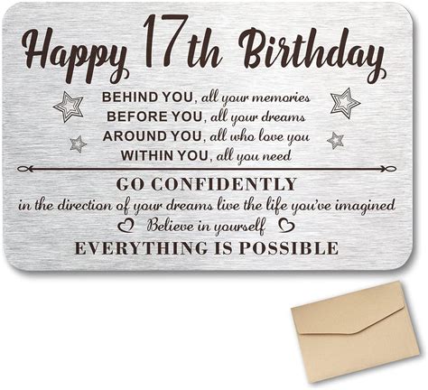 Qordyum 17th Birthday Card Ts For Boy Girl Happy 17