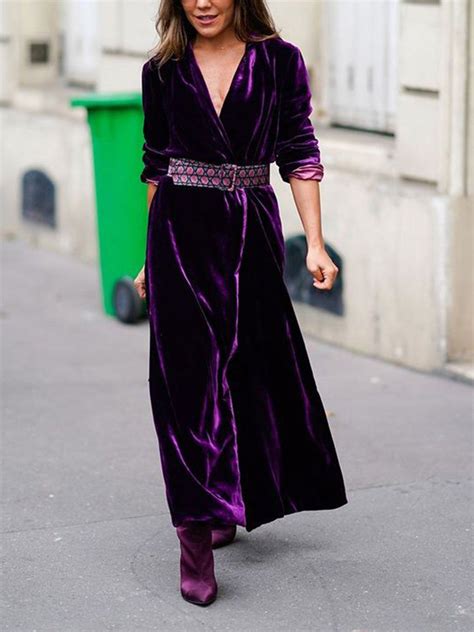 Purple Colour Outfit You Must Try With Dress Outerwear Street Fashion The Glam Style