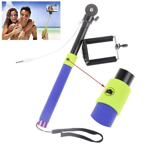 Wired 35mm With Sponge Anti Slip Remote Extendable Shutter Selfie Monopod Stick Blue Purple