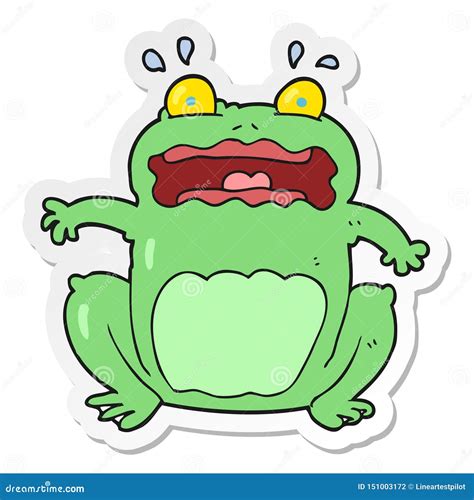 A Creative Sticker Of A Cartoon Funny Frightened Frog Stock Vector