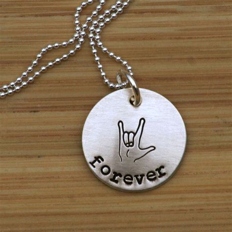 Sterling Silver Hand Stamped Asl I Love You Forever Necklace By Tag You