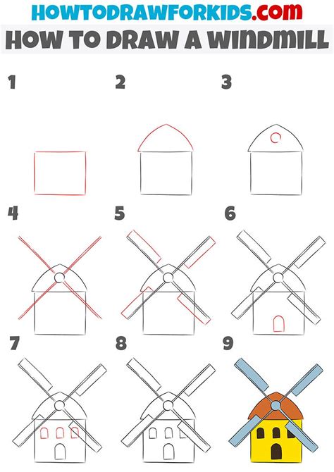 How To Draw A Windmill Step By Step In 2022 Drawing Tutorials For