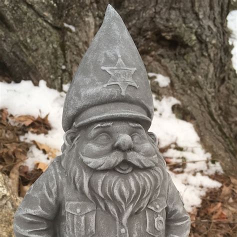 Police Gnome Statue Garden Gnomes Concrete Gnome Cement Etsy