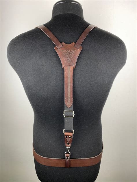 A Set Of Suspenders With A Belt Men Suspenders Leather Etsy