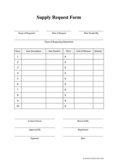 Supply Requisition Template