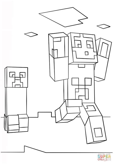 Dibujo De Steve Y Creeper De Minecraft Para Colorear Dibujos Para