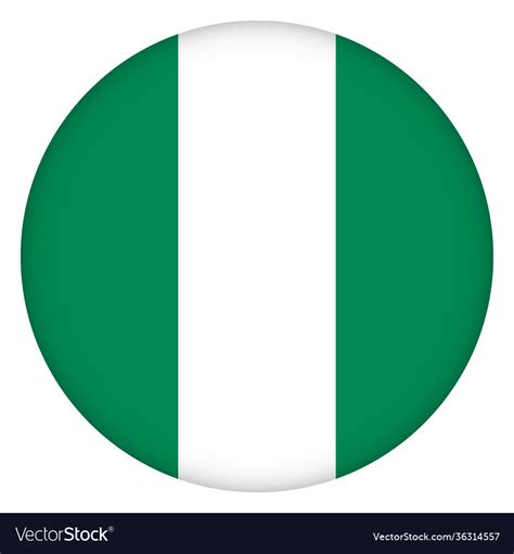 Flag nigeria round icon badge or button Royalty Free Vector