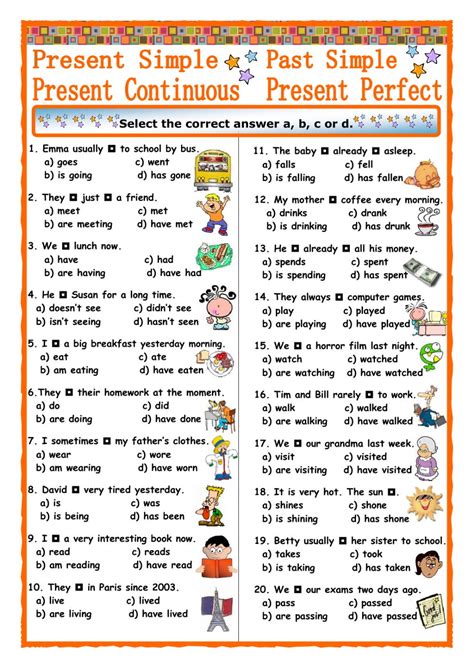 tenses interactive worksheet
